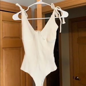 White Ribbed Bodysuit